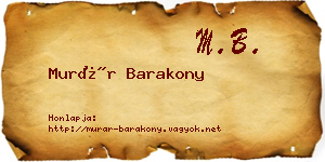Murár Barakony névjegykártya